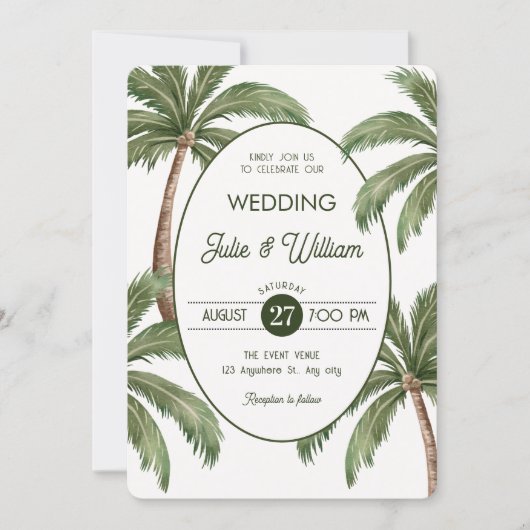 Green palm tree wedding 招待状 (正面)