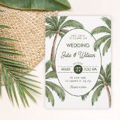 Green palm tree wedding 招待状