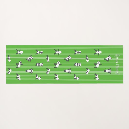Green Panda Yoga Mat Custom Name on Both Sides ヨガマット (裏面(横))