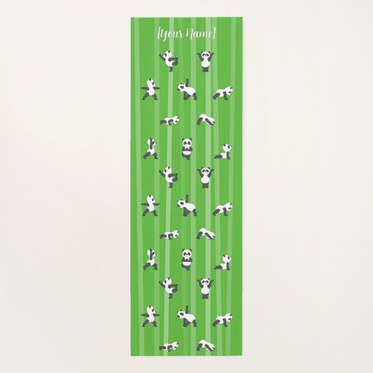 Green Panda Yoga Mat Custom Name on Both Sides ヨガマット (裏面)