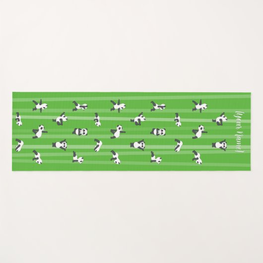 Green Panda Yoga Mat Custom Name on Both Sides ヨガマット (正面(横))