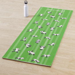 Green Panda Yoga Mat Custom Name on Both Sides ヨガマット