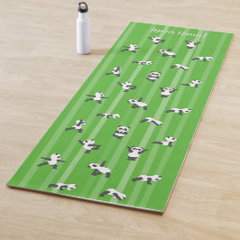 Green Panda Yoga Mat Custom Name on Both Sides ヨガマット