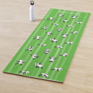 Green Panda Yoga Mat Custom Name on Both Sides ヨガマット
