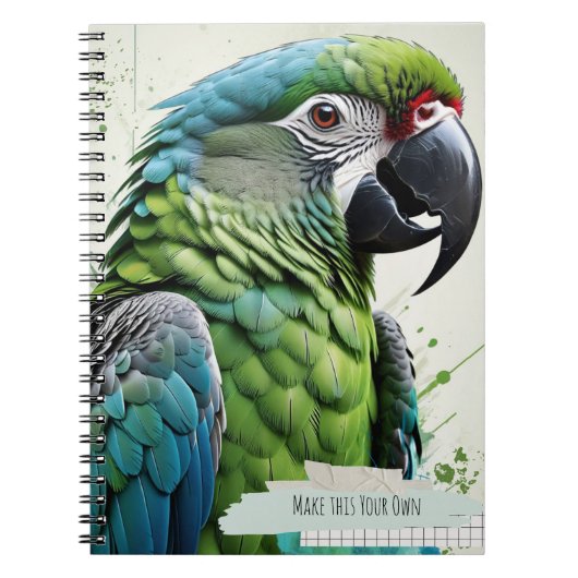 Green Parrot Collage Art Modern Notebook Journal ノートブック (正面)