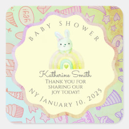 GREEN party donuts pastel babyshower BUNNY スクエアシール