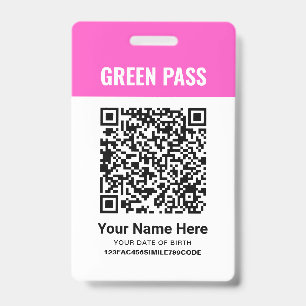Green Pass Winchong Certificate PVC Pink バッジ