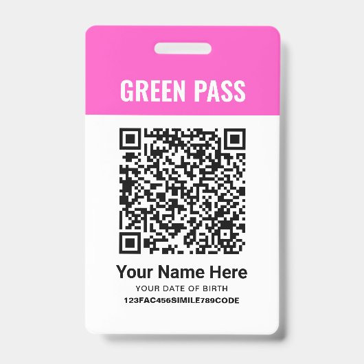Green Pass Winchong Certificate PVC Pink バッジ (正面)