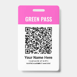 Green Pass Winchong Certificate PVC Pink バッジ