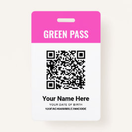 Green Pass Winchong Certificate PVC Pink バッジ