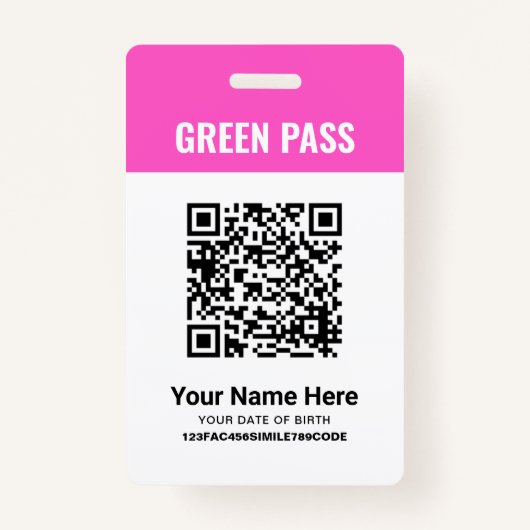 Green Pass Winchong Certificate PVC Pink バッジ (正面)