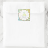 GREEN pastel babyshower Adorable BUNNY  スクエアシール (バッグ)