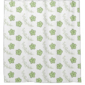 Green Pastel Floral Pattern Vintage Grandmillenial シャワーカーテン (正面)