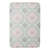 Green Pastel Floral Tiles バスマット (正面縦)