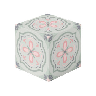 Green Pastel Floral Tiles フォトキューブ