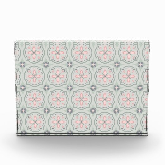 Green Pastel Floral Tiles フォトブロック (正面)