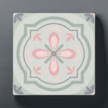 Green Pastel Floral Tiles フォトプラーク<br><div class="desc">cool floral shapes pattern</div>