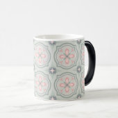 Green Pastel Floral Tiles モーフィングマグカップ (正面右)