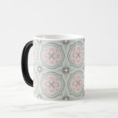 Green Pastel Floral Tiles モーフィングマグカップ (正面左)