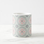 Green Pastel Floral Tiles モーフィングマグカップ (中央)