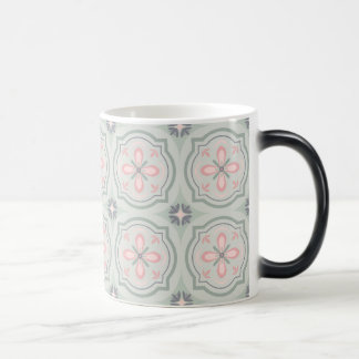 Green Pastel Floral Tiles モーフィングマグカップ