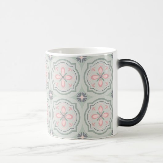Green Pastel Floral Tiles モーフィングマグカップ (右)