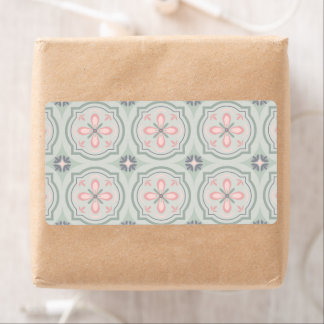 Green Pastel Floral Tiles ラベル