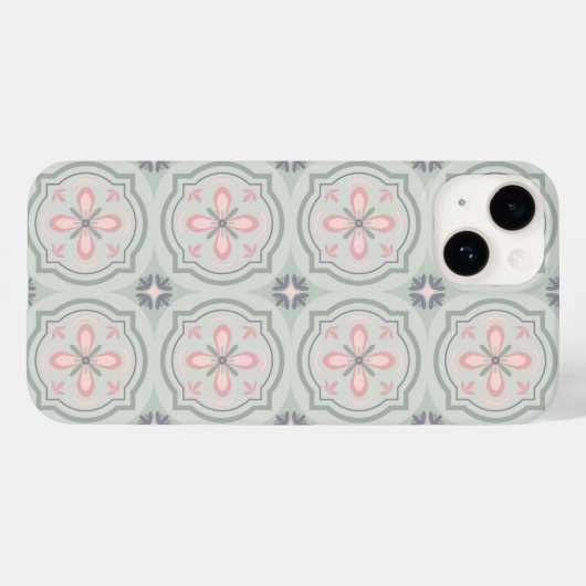 Green Pastel Floral Tiles Case-Mate iPhoneケース (裏面 (横))