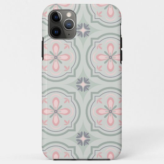 Green Pastel Floral Tiles Case-Mate iPhoneケース (裏面)