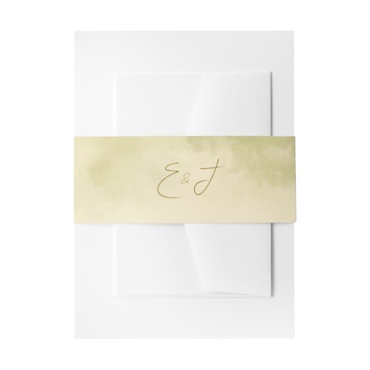 Green Pastel Floral Watercolor Wedding 招待状ベリーバンド (正面例)