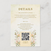 Green Pastel Floral Watercolor Wedding QR Details 