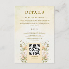 Green Pastel Floral Watercolor Wedding QR Details  エンクロージャーカード