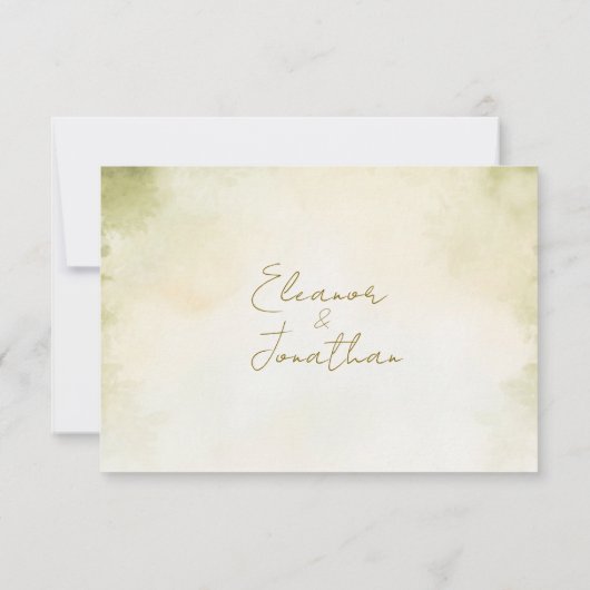 Green Pastel Floral Watercolor Wedding RSVP  (裏面)