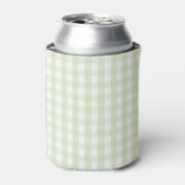 Green Pastel Gingham Pattern Grandmillenial  缶クーラー (缶正面)