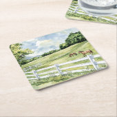Green Pastures Ranch Horses スクエアペーパーコースター (アングル)