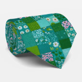 Green Patchwork Pattern Custom Necktie ネクタイ (ロール)