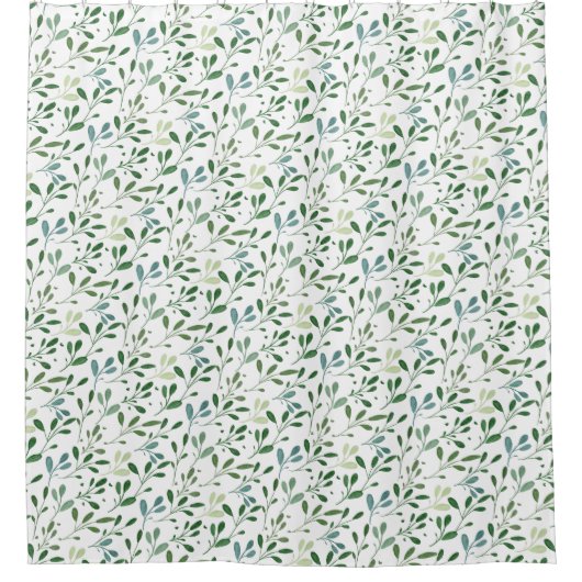Green pattern leaves  シャワーカーテン (正面)