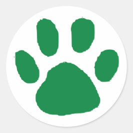 Green Pawprint (Paw Print)デザイン ラウンドシール