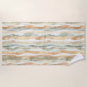 Green Peach Cream Stripes   ビーチタオル (正面)