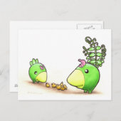 Green Peafowl  Family postcard ポストカード (正面/裏面)