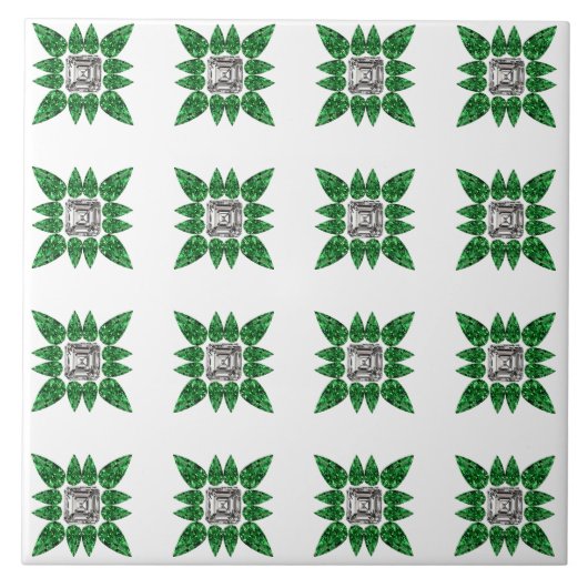 Green Pear shaped Diamond Pattern タイル (正面)