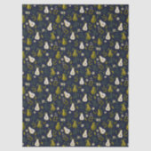 Green Pear Watercolor Pattern on Dark Blue  薄葉紙 (正面)