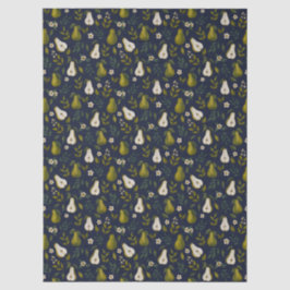 Green Pear Watercolor Pattern on Dark Blue  薄葉紙