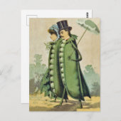 Green Peas Couple on Stroll ポストカード (正面/裏面)