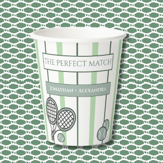 Green Perfect Match Tennis Couples Bridal Shower 紙コップ