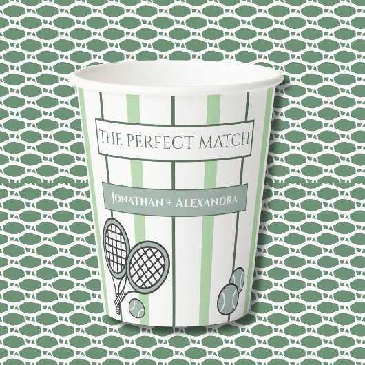 Green Perfect Match Tennis Couples Bridal Shower 紙コップ