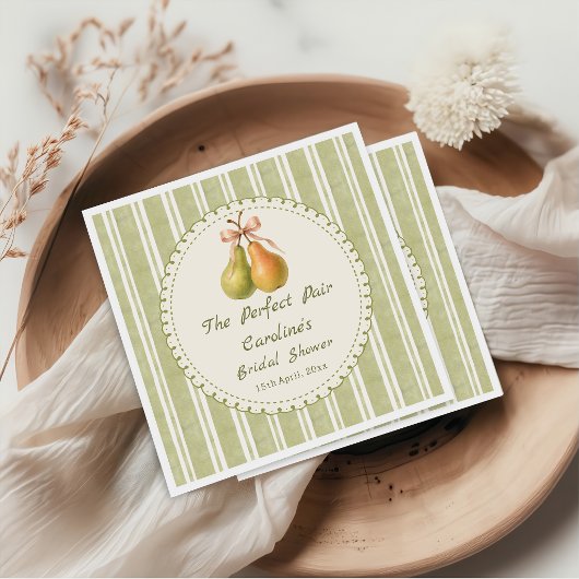 Green Perfect Pair Pear Bridal Shower Napkins スタンダードカクテルナプキン
