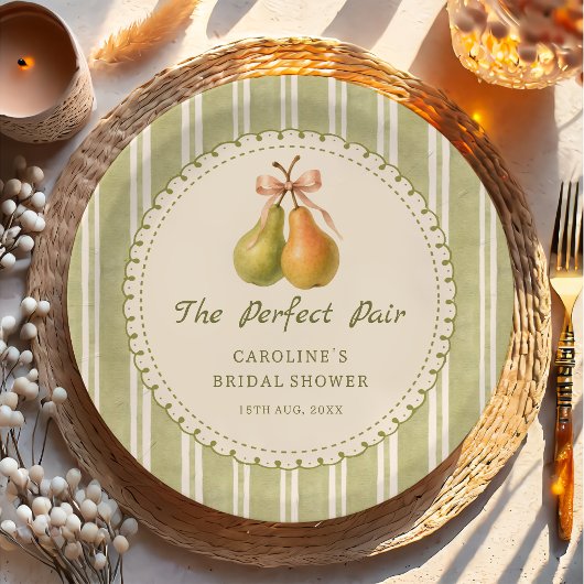 Green Perfect Pair Pear Bridal Shower Paper Plates ペーパープレート