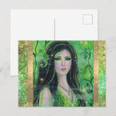 Green Peridot mermaid by Renee Lavoie シーズンポストカード (正面/裏面)