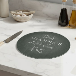 Green | Personalized Botanical Your Name's Kitchen カッティングボード